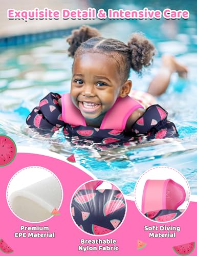 Vvinca Toddler Swim Vest for Kids 13-30lbs Boys Girls Puddle Kid Jumper Toddlers Pool Floaties Jacket with Adjustable Crotch Strap Sleeves Shoulder for 1 2 3 Years Old Baby Infant Learn to Swimming