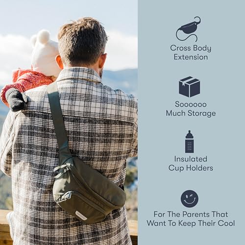 Colugo On-The-Go Stroller Organizer Insert with Zipper, Caddy with Cup Holder, Stroller Accessories for Parents specially designed to fit to your stroller with Non Slip Straps (Olive)