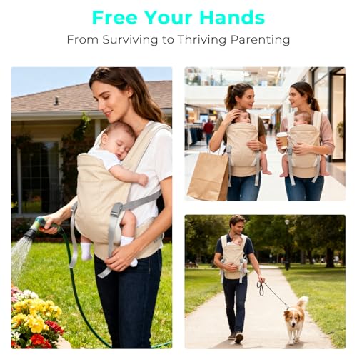 CycleMore Baby Carrier Newborn to Toddler - Soft Structured Carrier with Hip Healthy Design, 3 Carry Positions Options, Ergonomic Backpack Design with Lumbar Support (7-35lbs) Ivory
