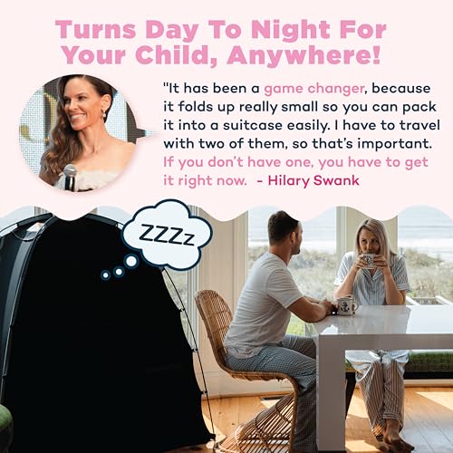 SlumberPod The Original Blackout Sleep Tent Travel Essential for Babies and Toddlers, Mini Crib and Pack N Play Cover, Sleep Pod for Kids with Monitor Pouch and Fan Pouch, Blocks 95%+ Light, Black
