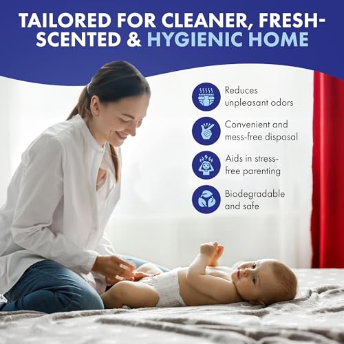 COMFICOVE Refills Compatible with DEKOR PLUS Diaper Pails | 4 Pack | Extra Thick Diaper Pail Refill Liners | Fresh Scent | Easy to Replace and Dispose of Diaper Bag | Odorless Baby Diapers Disposal
