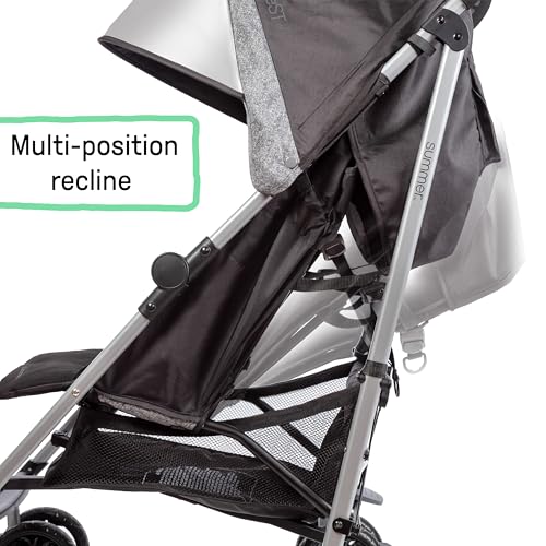 3Dlite ST Convenience Stroller, Black & Gray - Lightweight Stroller with Steel Frame, Large Seat Area, Multi-Position Recline, Large Storage Basket - Infant Stroller for Travel and More