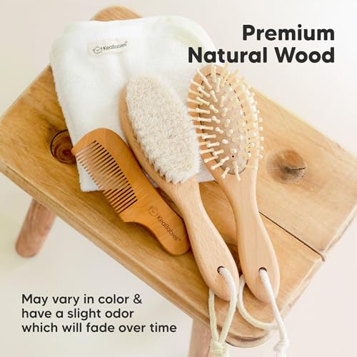 Wooden Baby Hair Brush for Toddler, Infant Cradle Cap (Walnut, Regular)