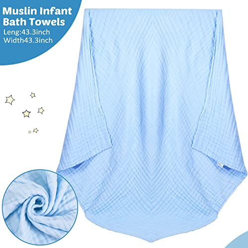Chumia 6 Pack Baby Muslin Bath Towels Bulk 43.3 x 43.3 Inch 6 Layer Soft Cotton Swaddle Receiving Blankets Breathable Quick Dry for Newborn Infant Toddler, Baby Shower Registry Gifts(Multicolor)