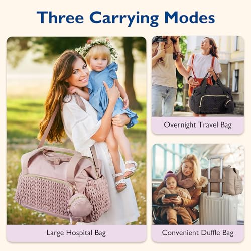 mommore Diaper Bag Tote, Large Capacity Travel Diaper bags, Hospital Bag for Labor Delivery, Baby Bag with Pacifier Case, Changing Pad