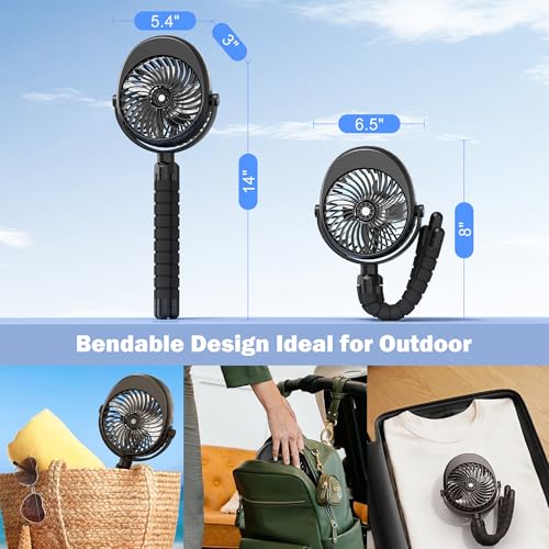 Baby Stroller Fan, Misting Fan Portable, Baby Boy Newborn Essentials Must Haves, Mist Cooling Spray Fans for Car Seat 4000mah Rechargeable, Camping Travel Beach Disney World Essentials Registry Gift