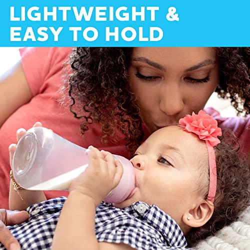 Chicco Duo 5oz Hybrid Baby Bottle, Real Glass Inside, Lightweight Plastic Outside, Patented Invinci-Glass Technology, Intui-Latch Nipple, 2-Pack, Clear/Pink