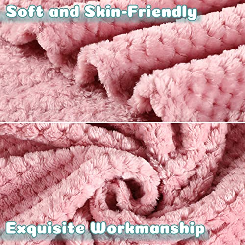 Reginary 4 Pack Fuzzy Blanket 30 x 40'' Waffle Flannel Baby Throw Blankets Warm Nursery & Crib Blankets for Girl & Boy Newborn Infant(Light Blue, Pink, Beige, Gray)
