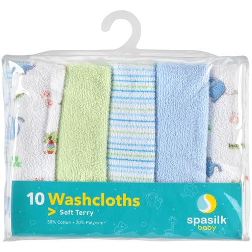 Spasilk Baby 10 Pack Soft Terry Bath Washcloth Wipes