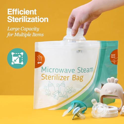 10 Pack Microwave Sterilizer for Baby Bottles Pacifier Sanitizer and Breast Pump Sterilizer Bags Portable Travel Sterilizer for Baby Bottles Pacifiers and Breast Pump Parts