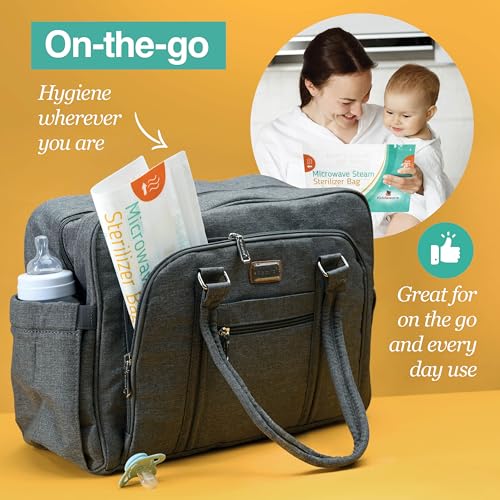 10 Pack Microwave Sterilizer for Baby Bottles Pacifier Sanitizer and Breast Pump Sterilizer Bags Portable Travel Sterilizer for Baby Bottles Pacifiers and Breast Pump Parts
