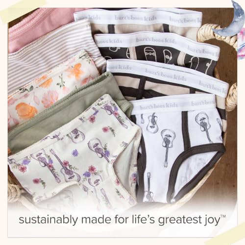 Burt's Bees Baby Girls' Organic Cotton Brief Underwear, 5-Pack