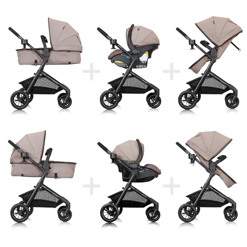 Evenflo Pivot Modular Travel System with LiteMax Preemie and Infant Car Seat (Desert Tan)