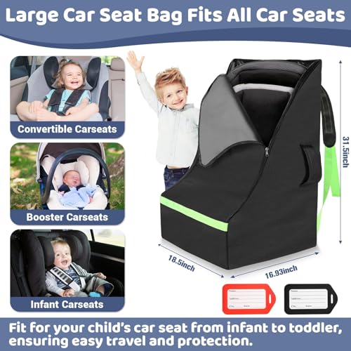 Sublaga Car Seat Bags For Airplane Travel, 600D Thickening Oxford Cloth Durable Car Seat Travel Bag For Air Travel Carseat Cover with Shoulder Straps and 2pcs Luggage Tags For Airplane