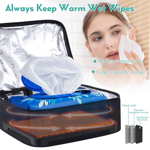 TUSIASC Wipe Warmer Large Capacity Towel Heater Bag with Adjustable Temperature Purpose Warmer Bag for Adult Size Wipe, Towel, Facial Mask