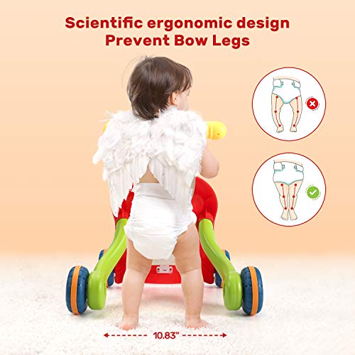 CUTE STONE Sit to Stand Learning Walker, 2 in 1 Baby Push Walker, Early Educational Child Activity Center, Multifunctional Removable Play Panel, Baby Music Learning Toy Gift for Infant Boys Girls