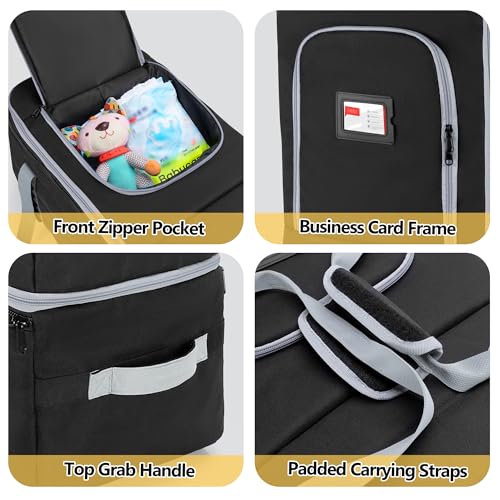 GRAOSO Car Seat Travel Bag with Wheels Compatible with UPPAbaby Aria and Mesa, Infant Padded Car Seat Carrier for Airport, Car Seat Gate Check Bag for Travel with Luggage Tag, Black, Bag Only