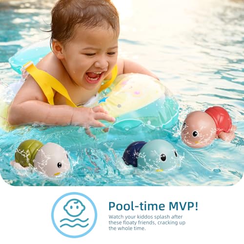LiKee Bath Toys 3 Pack with 3 Colors | Cute Swimming Turtles Wind Up Toys for Baby Toddlers 1+ Years Old | Floating Bath & Pool Toys for Kids Age 1-3-5 | Baby Shower & Birthday Gift (Boys Girls)