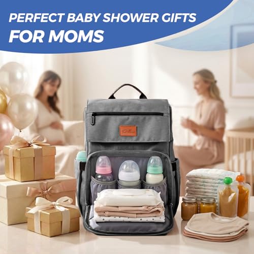 Pillani Baby Diaper Bag Backpack - Baby Bag for Girls & Boys, Large Waterproof Diaper Backpack - Baby Shower Gifts for Boys & Registry Must Haves - Travel Diaper Bags with Changing Pad - Newborn Stuff