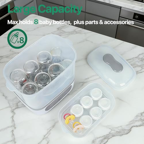 Freebaby Baby Bottle Steamer and Dryer, All-in-One Sterilizer and Dryer for All Baby Bottle, Bottle Sanitizer for Pacifiers&Breast Pump Parts, 8 Bottles Capacity and Auto-Off