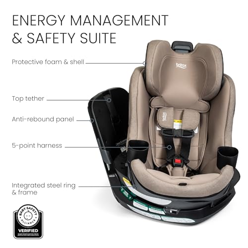 Britax Galaxy360 Slim Rotating Convertible Car Seat with SwivelSmooth Steel Ring – Teak