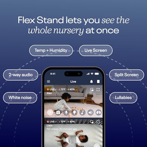 Nanit Pro Smart Baby Monitor & Flex Stand - 1080p Wi-Fi Video Camera, Sensor-Free Sleep & Breathing Motion Tracker, 2-Way Audio, Sound/Motion/Cry Notifications, Night Vision, and Breathing Band