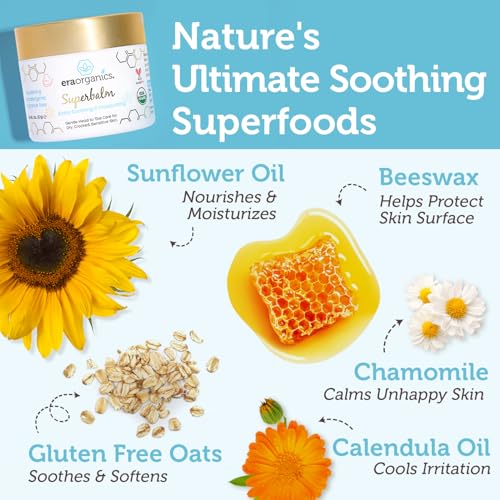 Era Organics Healing Ointment for Babies - USDA Certified Organic Natural Moisturizer Gentle on Sensitive Skin Prone To Baby Eczema, Cradle Cap (Infant Seborrheic Dermatitis), Rashes, Hives 2oz