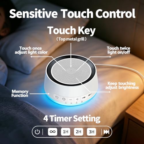Sound Machine Night Light White Noise Machine with 30 Soothing Sounds 12 Colors Night Light Sleep Machine for Baby Kids Adults Brown Pink Nosie Machine with 32 Volume Levels for Office Home Travel