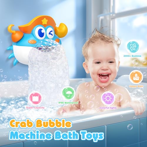 Bath Toys,Light Up Baby Bath Toys Bath Bubble Machine with Colourful RGB Light Great Birthday for Toddler Boys and Girls Tub Toy for Kids Ages 1-3 4-8