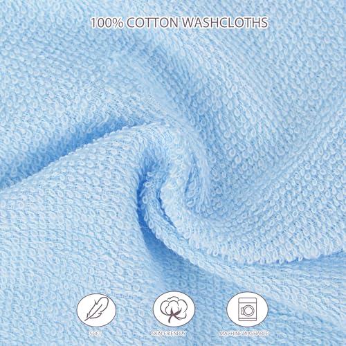 BEBE FAVOUR 12 Pack Small Baby Washcloths 100% Cotton Thin Soft 7.8" x 7.8" Terry Cloth for Baby Face Bath Burp Travel Lightweight Multi-Purpose Newborn Must Haves
