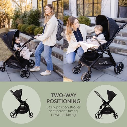 KOOLABABY Reversible Baby Stroller – Foldable Stroller with Parent & World Facing Seat, Multi-Recline & Extendable Canopy – Toddler Stroller