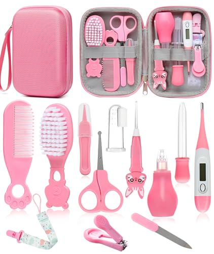 Baby Healthcare and Grooming Kit, Safety Newborn Nursery Baby Care Kit, with Hair Brush Comb, Nail Clipper, Thermometer, Pacifier Clip, Baby Registry Search, Baby Girl Boy Newborn Essentials
