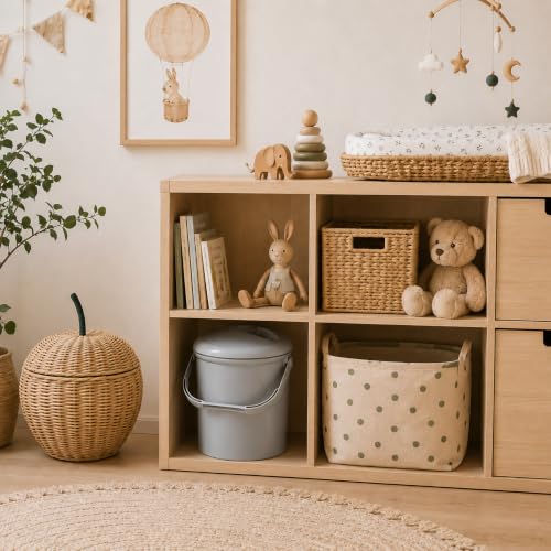 Rotho Babydesign Nappy Pail, 10l, 0+ Months, Bella Bambina, Stone-Grey, 20021 0286