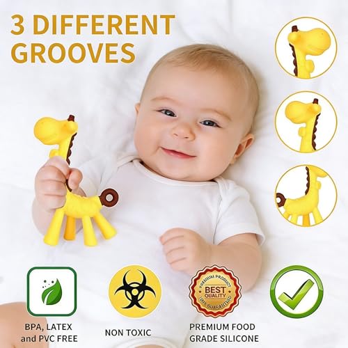 HAILI XMGQ Baby Teething Toys 3-6 Months, Baby Chew Teether Freezer BPA Free, Babies Teething Relief for Infants, Banana Toothbrush, Fruit Shape Giraffe Newborn Teether Gift for Baby Boy and Girl