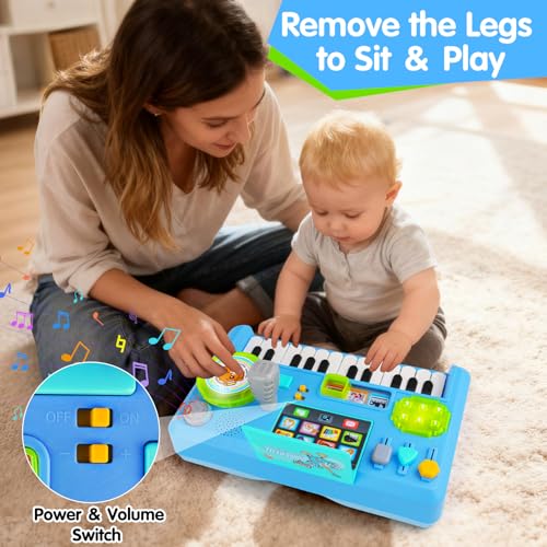 Baby DJ Activity Table for Toddlers 1-3, Baby Musical Piano Toys for 1 Year Old Boy with Music & Light Toddler Learning Educational Infant Toy 6-9-12-18 Months for 1st One Boy Girl First Birthday Gift