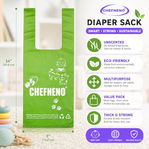 Baby Diaper Bag Disposable Biodegradable Unscented Easy Tie Handles (500 Bags) Made w/EPI Additive Bulk Diaper Sacks Dog Poop Waste Bags Cat Litter Clump & Poop Bags Sanitary Pad Waste Bags (500 ct.)