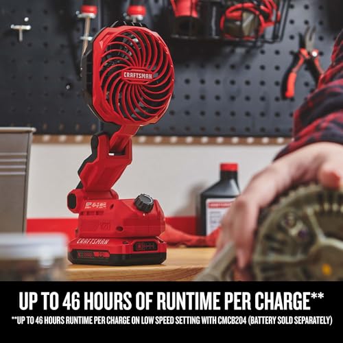 CRAFTSMAN V20 Cordless Personal Fan, Compact and Collapsible, Bare Tool Only (CMCE010B)