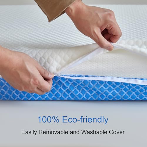 ASANEST Dual Sided Comfort Gel Memory Foam Breathable Baby Bed Mattress for Crib, Premium for Infant and Toddler with Removable Outer Cover, White & Blue, Standard Size 52 x 28 x 5 Inches