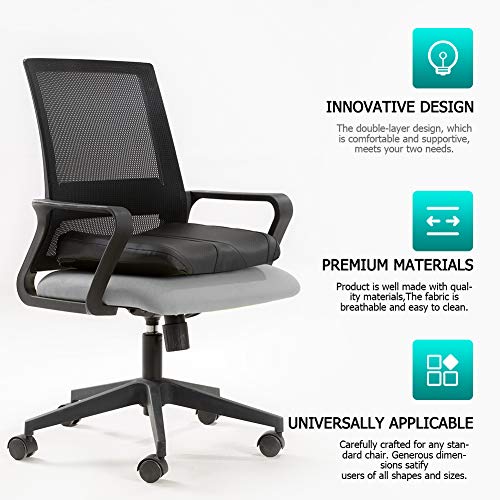 QYILAY Leather Car Memory Foam Heightening Seat Cushion for Short People Driving, Hip(Coccyx/Tailbone) and Lower Back Pain Relief Butt Pillows, Adult Booster Seat for Car,Truck,SUV, Office Chair.