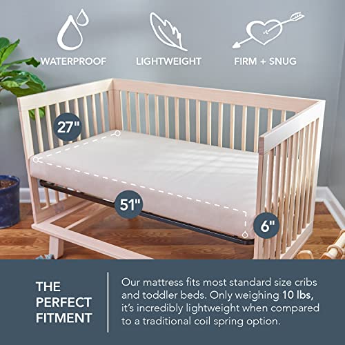 Naturepedic Organic Baby Crib Mattress - 2-Stage Lightweight Infant & Toddler Mattress - Waterproof Bed Mattress for Crib - Non-Toxic for Baby and Toddler Bed - 52" x 28”