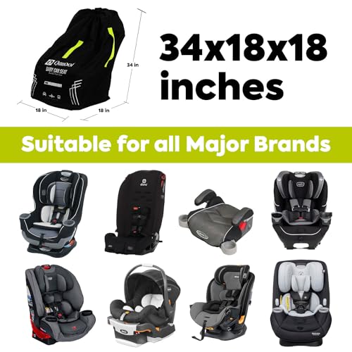 Qanoot Infant Car Seat Travel Bag for Airplane - Durable Gate Check Bag for Car Seats that fits easily on Convertible Car Seats, Infant Carriers & Booster Seats (Hand Carry Bag, Black)