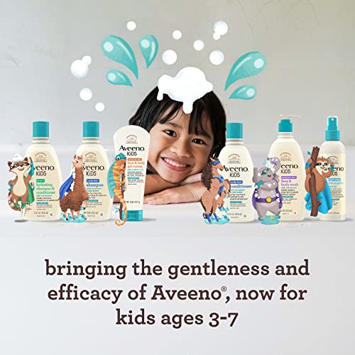 Aveeno Kids Sensitive Skin Face and Body Wash with Oat Extract, Gently Washes Away Dirt and Germs Without Drying, Tear-Free, Hypoallergenic Kids Body Wash, 18 fl. oz, 2 Pack