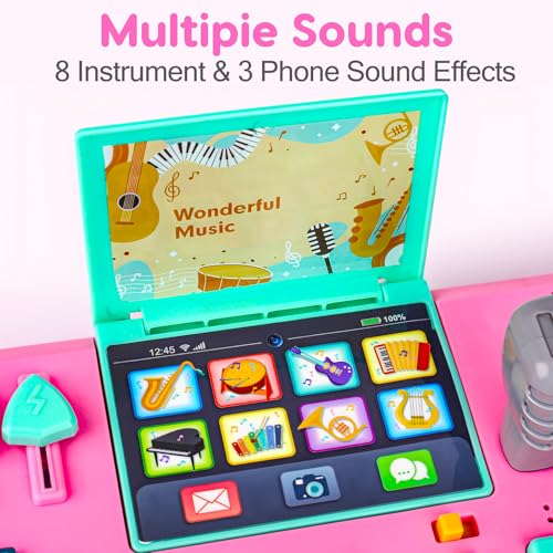 Baby DJ Table for Toddlers 1-3 with Music & Light, Musical Baby Piano Toys 6-9-12-18 Months Toddler Activity Table Music Instruments Learning Toys for 1 2 Year Old Girl First Birthday Gifts Age 0-2