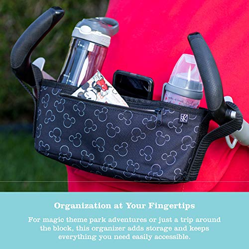 Disney Baby by J.L. Childress Cargo 'N Drinks Parent Tray - Baby Stroller Cup Holder, Essential Travel Accessories, Stroller Caddy Organizer, Fits UPPAbaby, Doona, Nuna, & More - Mickey Mouse