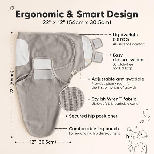 3-Pack Organic Swaddles for Newborns Sleep Sacks – Baby Swaddles 0-3 Months, Newborn Swaddle Wrap, Infant Wearable Blanket, Baby Sleep Sack Girls, Boys, Soft & Snug, Large Hook & Loop Closure (Ripple)