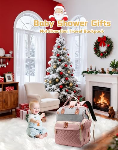 Lamroro Diaper Bag Backpack with Changing Station, Waterproof Large Capacity, Baby Bag for Mom & Dad, 18 Pockets+USB Port, Foldable Changing Pad, Travel Backpack for Newborn Essentials, Baby Gift