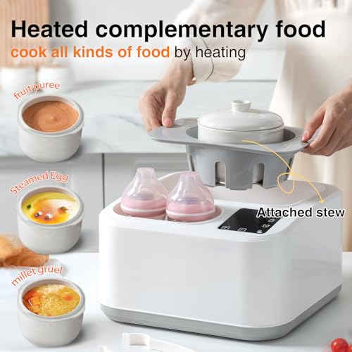 BRBLUERISE Baby Bottle Warmer,8-in-1 Smart Fast Baby Milk Warmer with LCD Timer for Breastmilk or Formula, Accurate Temperature Control, with Defrost, Sanitizer and Dryer, Keep, Heat Baby Food Jars