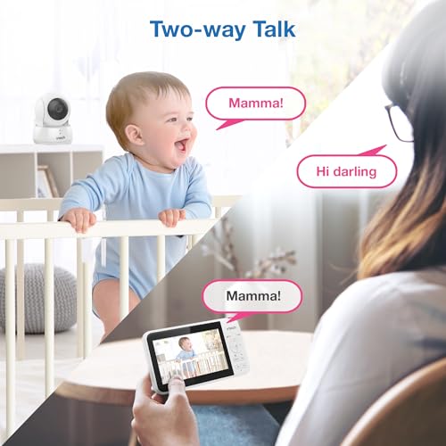 VTech Baby Monitor No WiFi, 5" Screen & Remote Pan-Tilt-Zoom for Newborns – Hack-Proof, 17Hr Battery, 1000ft Range, Auto Night Vision, Temperature Sensor, Two-Way Talk | VM924