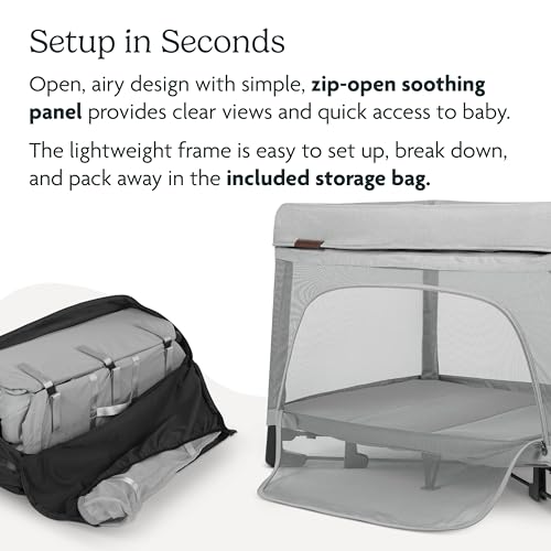 UPPAbaby Remi Playard | Deluxe 3-in-1 Portable Playard, Bedside Bassinet + Travel Crib| Mesh Bassinet, Mattress, Organic Cotton Mattress Cover + Storage Bag Included | Wells (Dark Taupe Mélange)