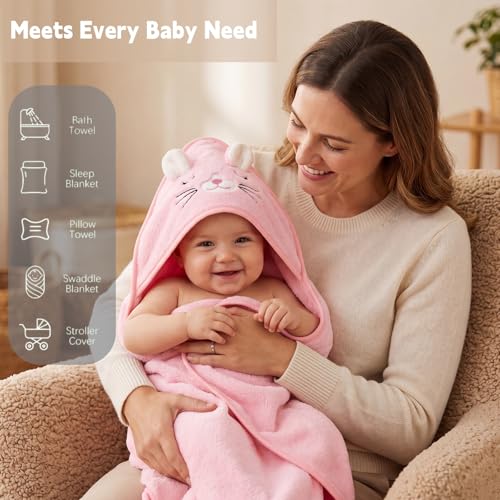 12-Piece Baby Towel Set – 4 Hooded Bath Towels (31"x31") + 8 Washcloths (10"x10") – Soft & Absorbent for Newborns, Infants, Toddlers & Kids – Unisex Gift for Baby Boy or Girl